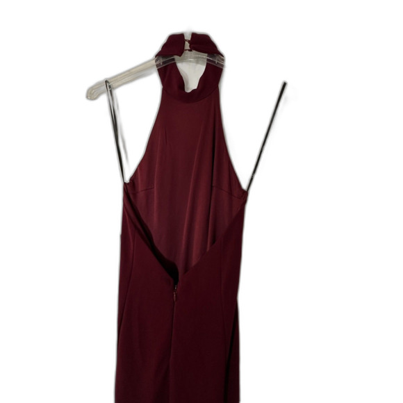 Lulu's Halter Top Style Neck Gown Slice Of Joy Burgundy Maxi - Picture 11 of 12